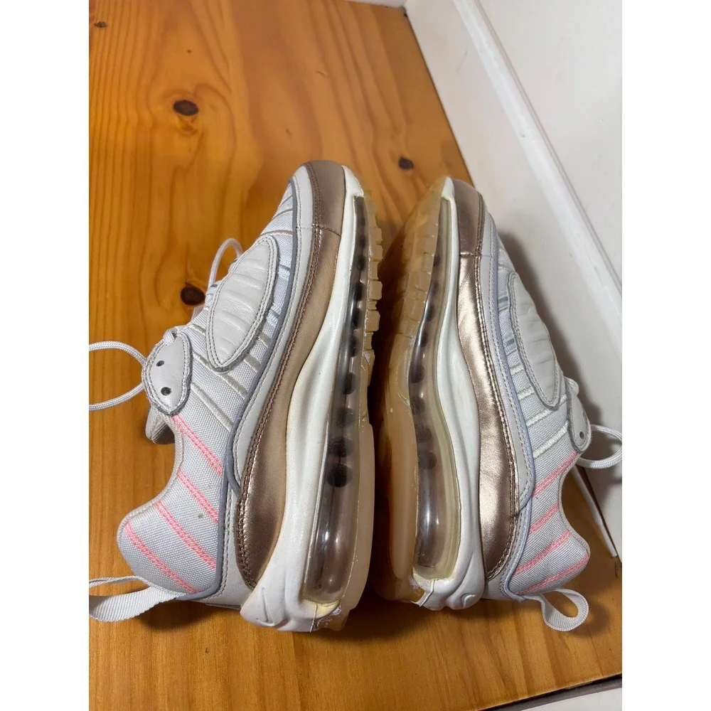 Nike Air Max 98 Women's Shoes White Rose Gold Pink‎ Silver Size 7.5